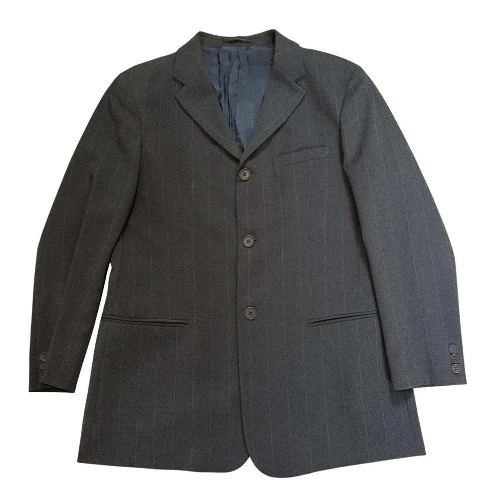 VTG Emporio Armani Italian Sport Coat Blazer Gray‎ Stripes Mens Size 42 Luxury